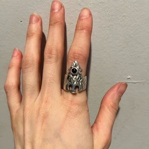 The Great Frog London Phoenix Ring Sterling silver and onyx size 6